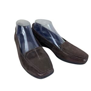 Clarks Haydn Gloss Brown Lizard Embossed Slip On Loafers Women's Size 8.5